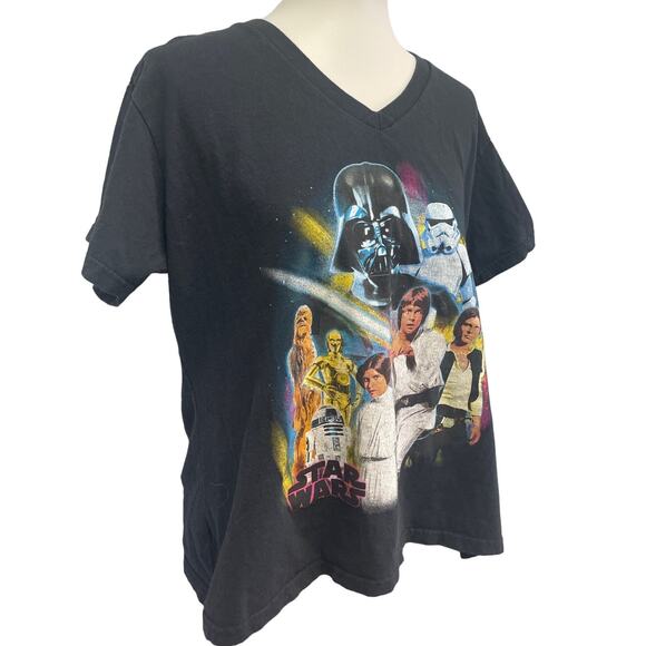 Disney Star Wars Womens Plus Size XXL Vader Luke Leia Han Chewy Cotton Tee Shirt - Picture 1 of 5